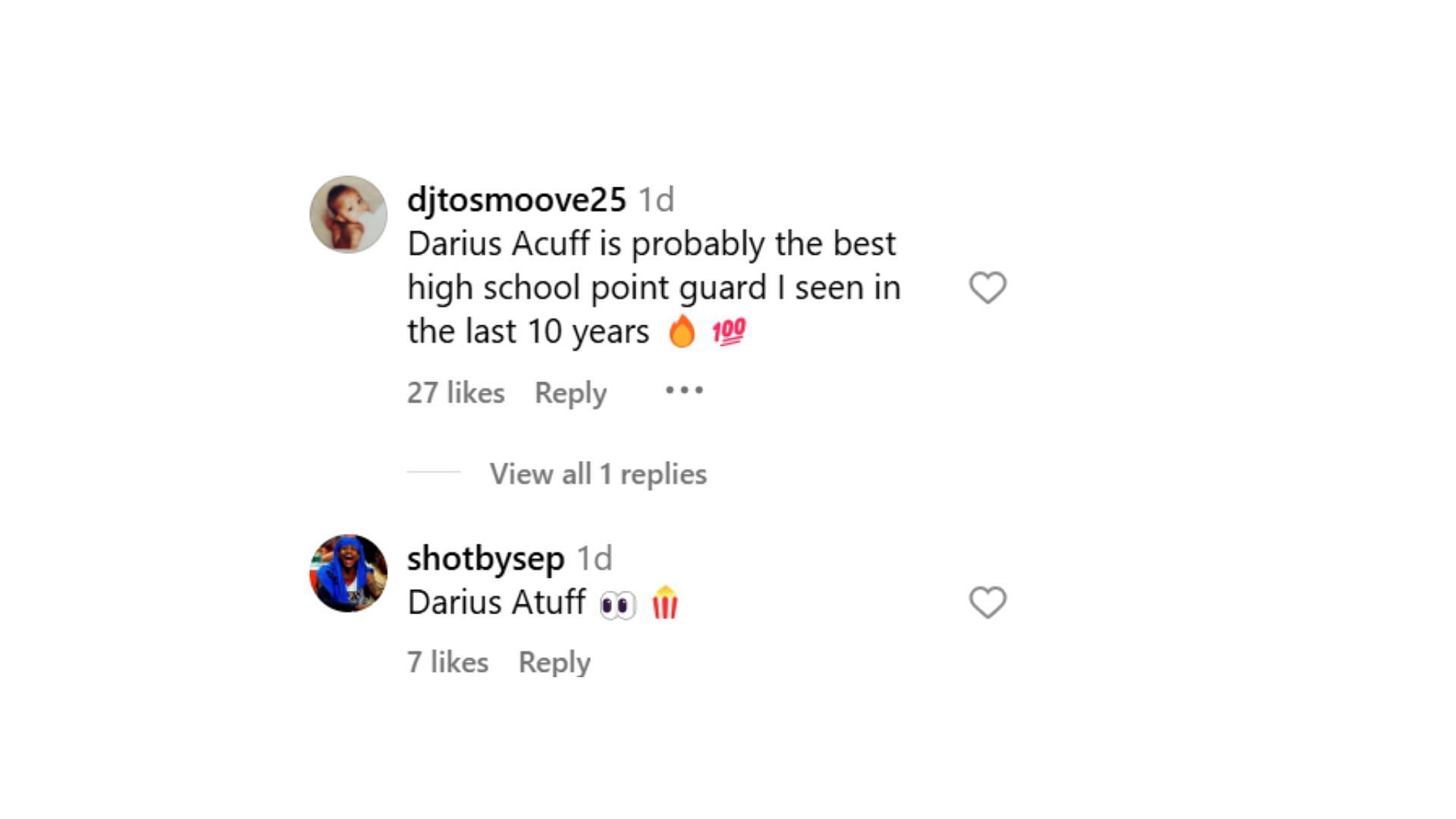 Fans react to Darius Acuff&#039;s performance against the Boozer Brothers (SLAM HIGH SCHOOL/IG)