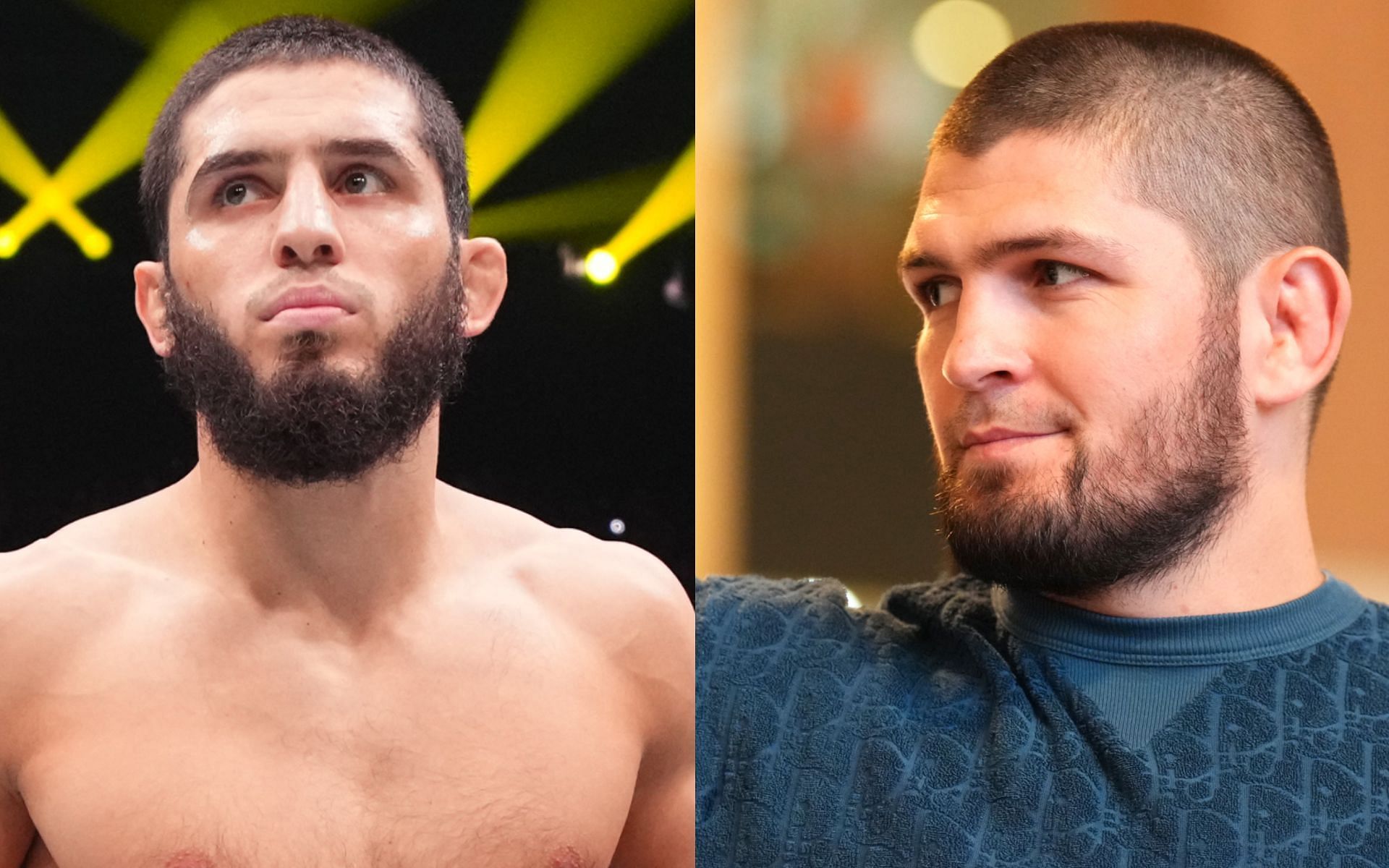 Islam Makhachev (left) close to completing Khabib Nurmagomedov