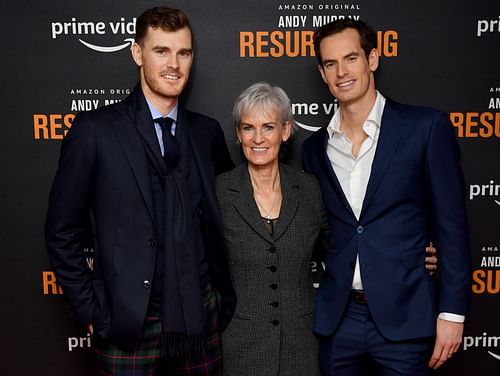 (L-R)Jamie Murray, Judy Murray, and Andy Murray attend the "Andy Murray: Resurfacing" world premiere at the Curzon Bloomsbury - Source: Getty