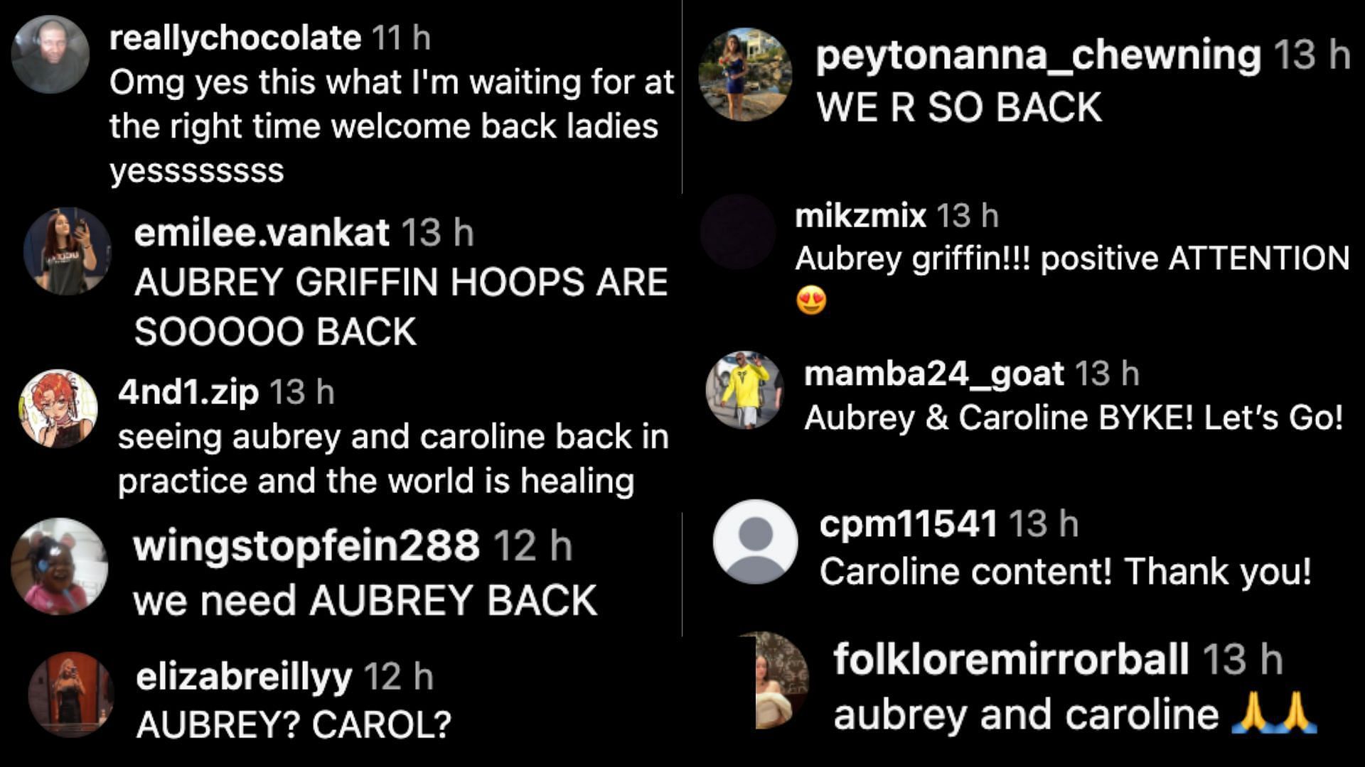 Fan reactions to Aubrey Griffin and Caroline Ducharme (Image Credits: Instagram/@uconwbb)