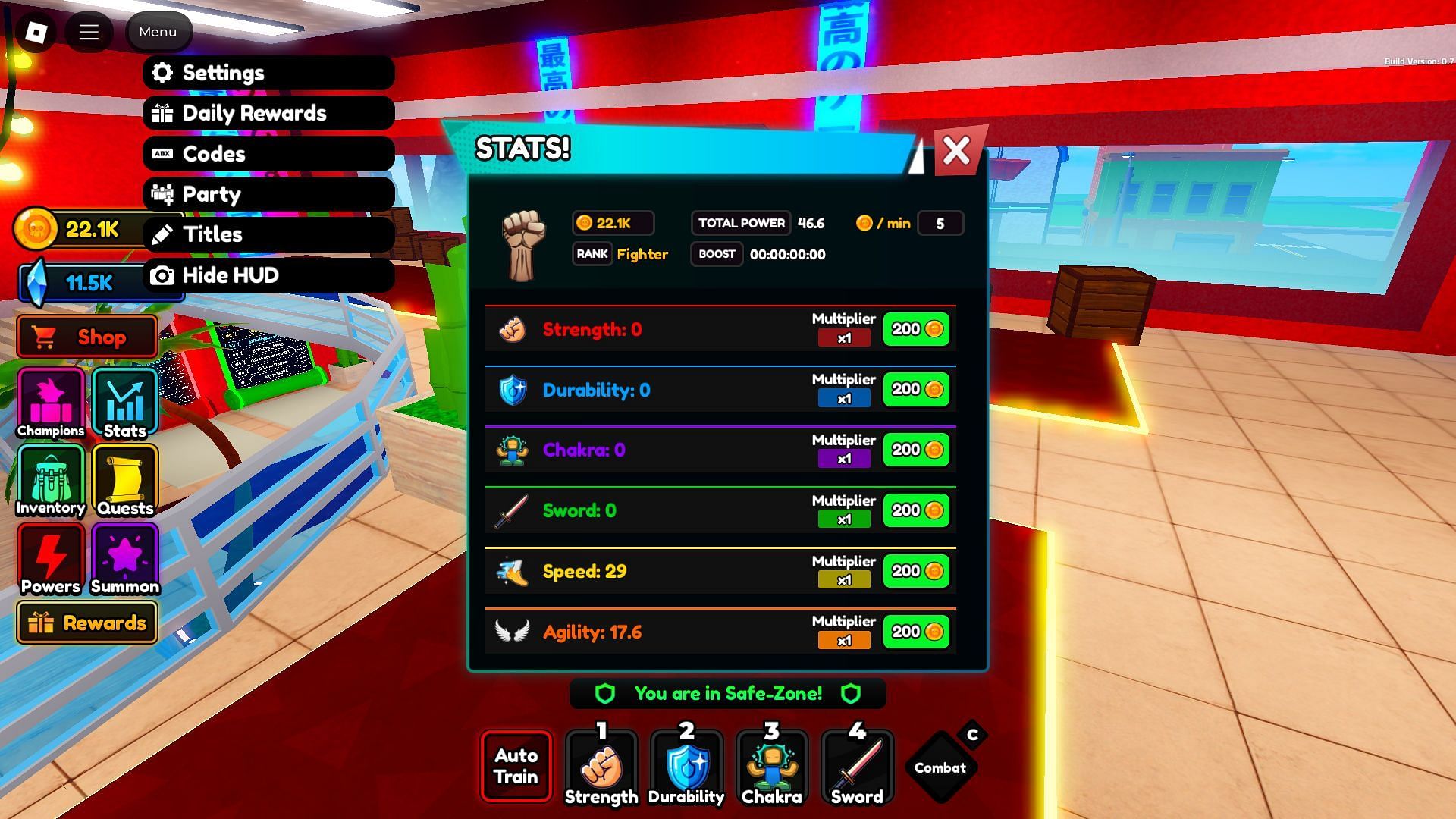 Use codes to get Coins and enhance stats (Image via Roblox)