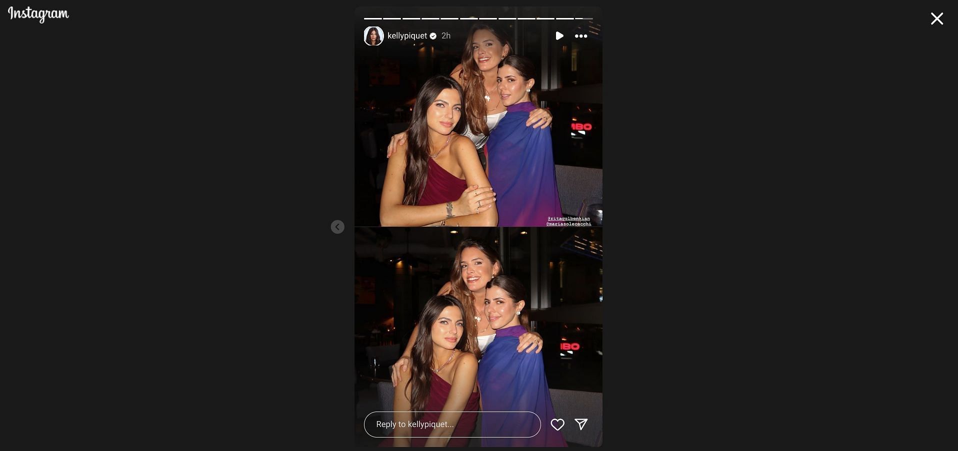 Kelly Piquet with her friends during her birthday dinner - Source: @kellypiquet on Instagram