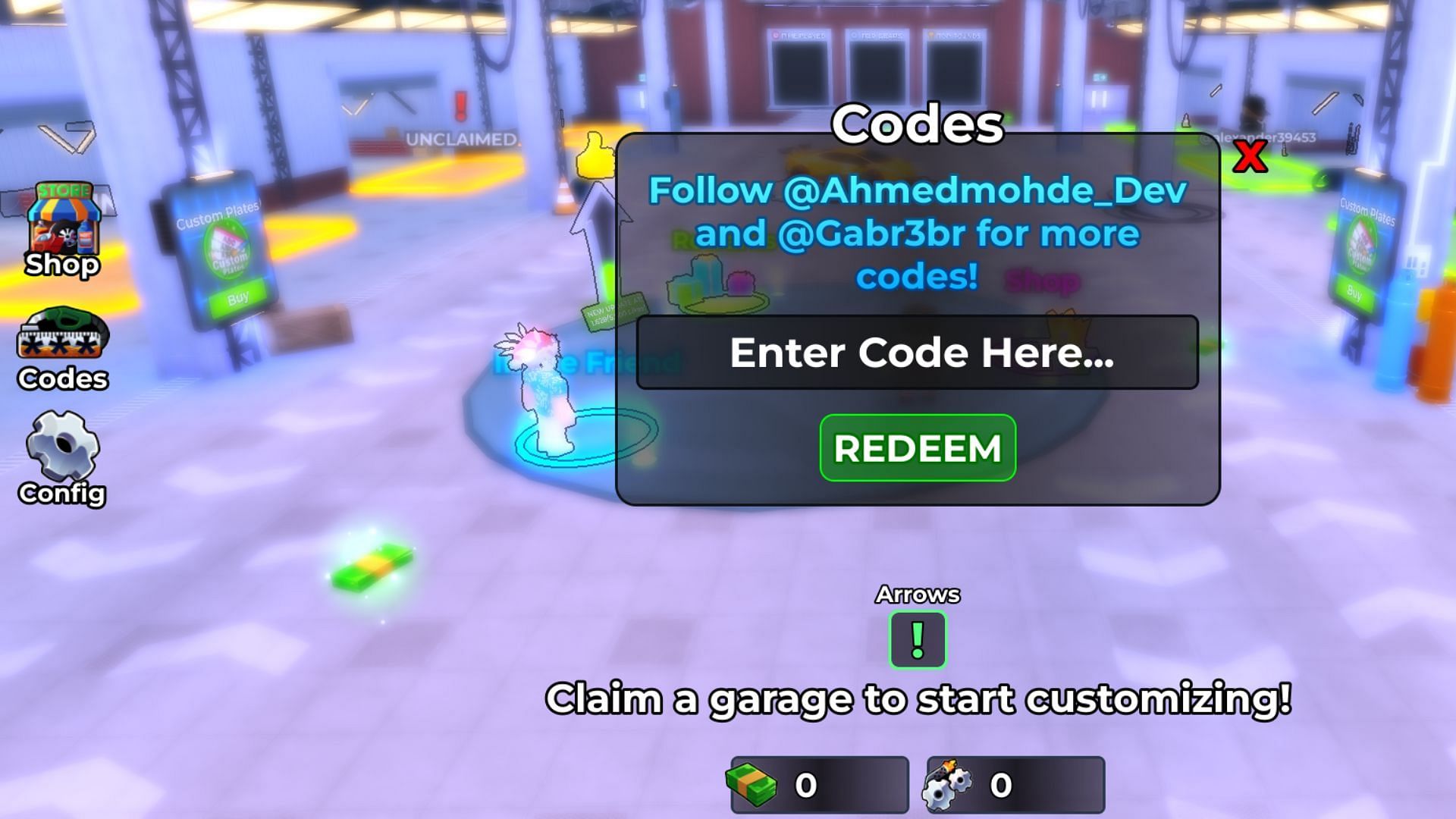 Redeem codes in Rate My Car (Image via Roblox)