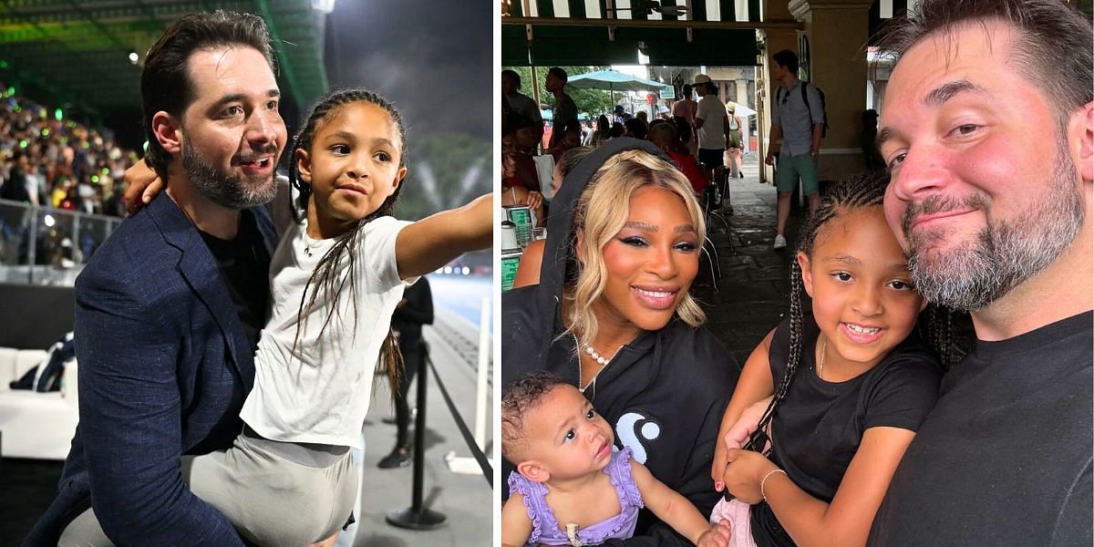 Serena Williams with her husband Alexis Ohanian and their daughters Olympia and Adira (Image Source: Getty; @alexisohanian on Instagram)