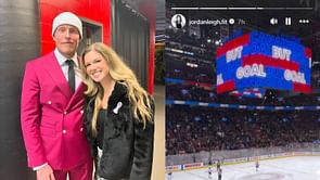 Patrik Laine's fiancee Jordan Leigh expresses elation in 2 words after Habs forward scores 3rd goal to complete hat trick