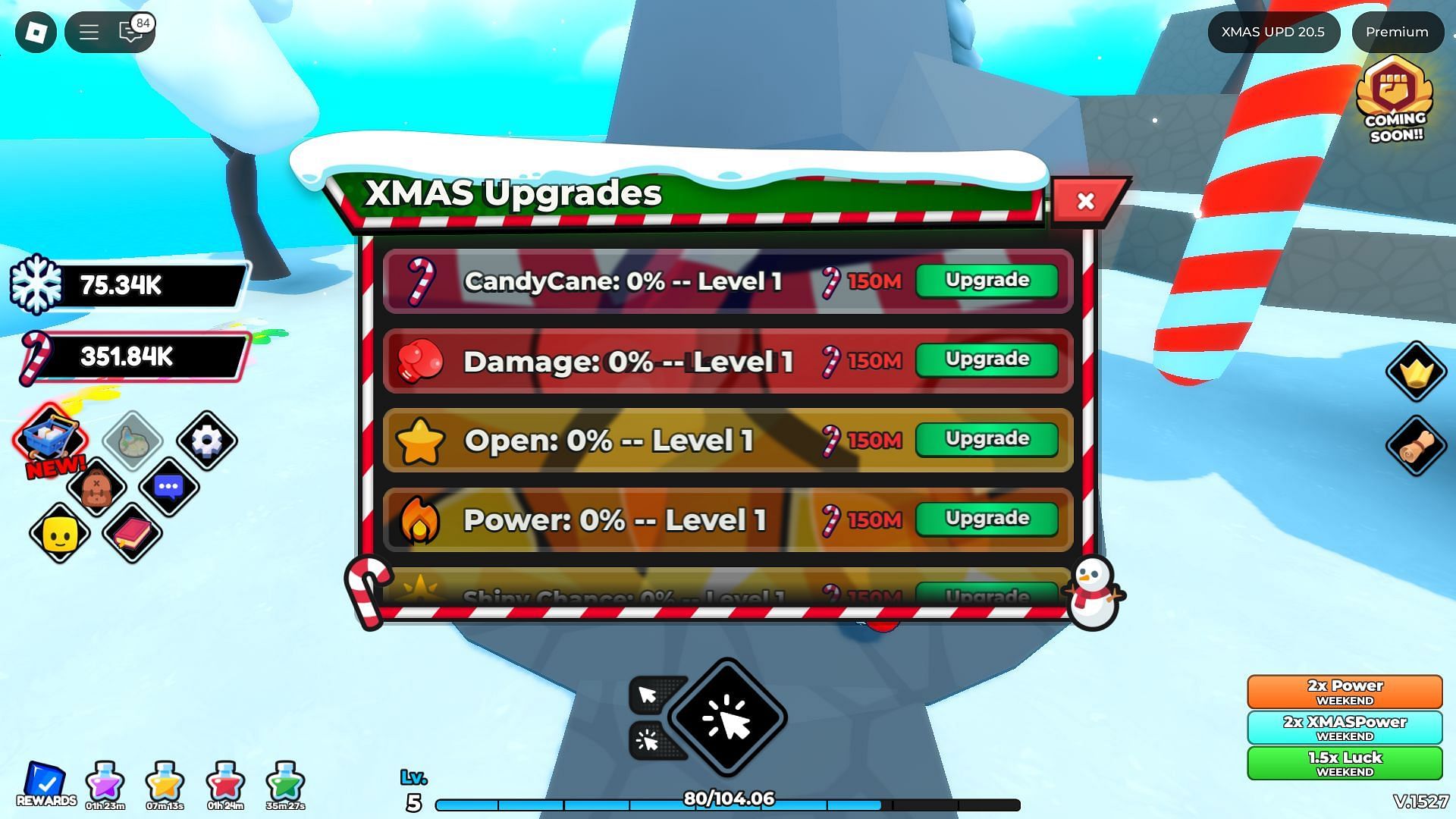 Xmas Upgrades system (Image via Roblox)