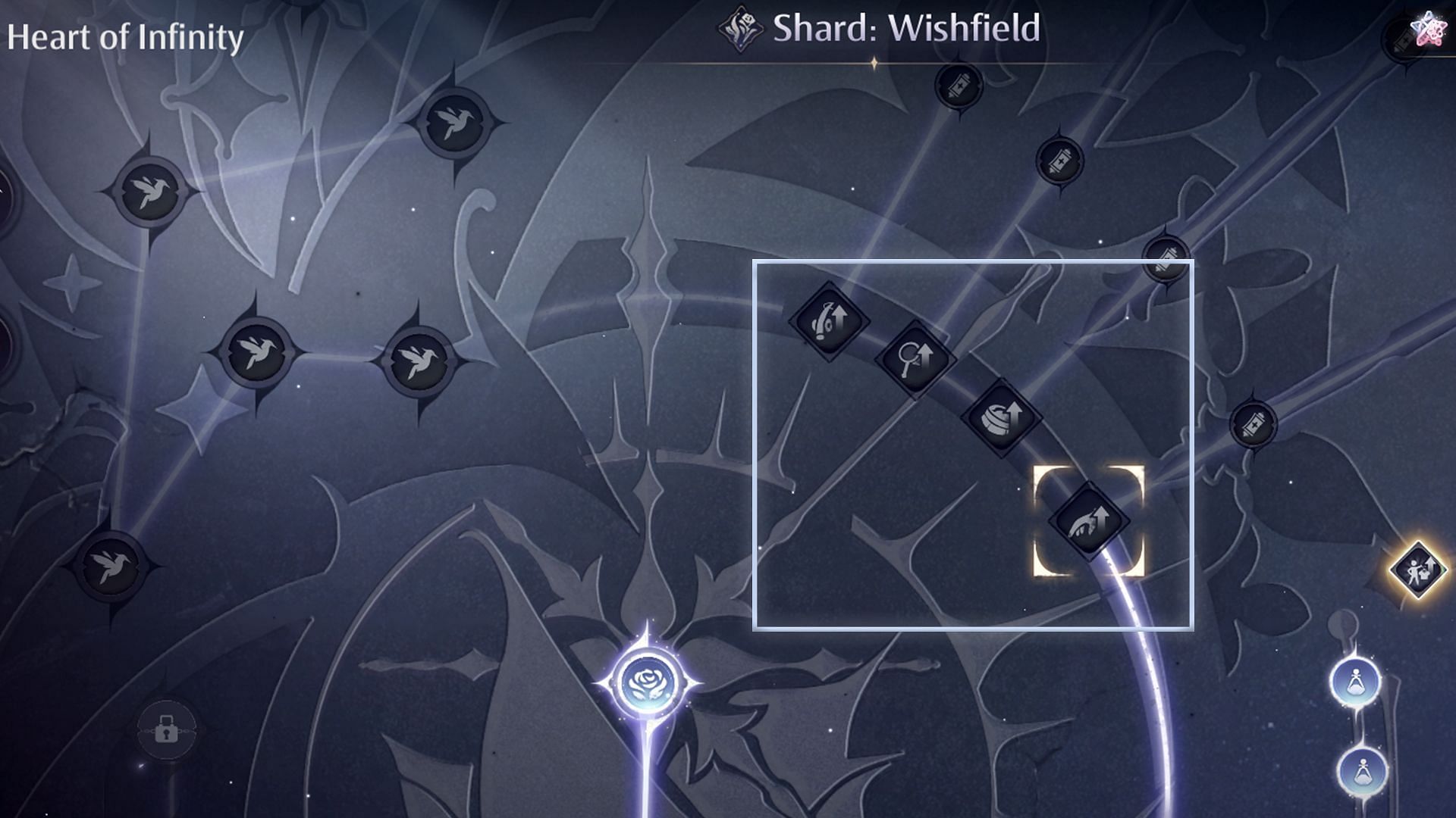 Unlock these four nodes in the Heart of Infinity (Image via Infold games)