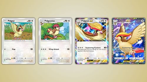 Pidgeot ex's evolution line in the game (Image via The Pokemon Company)