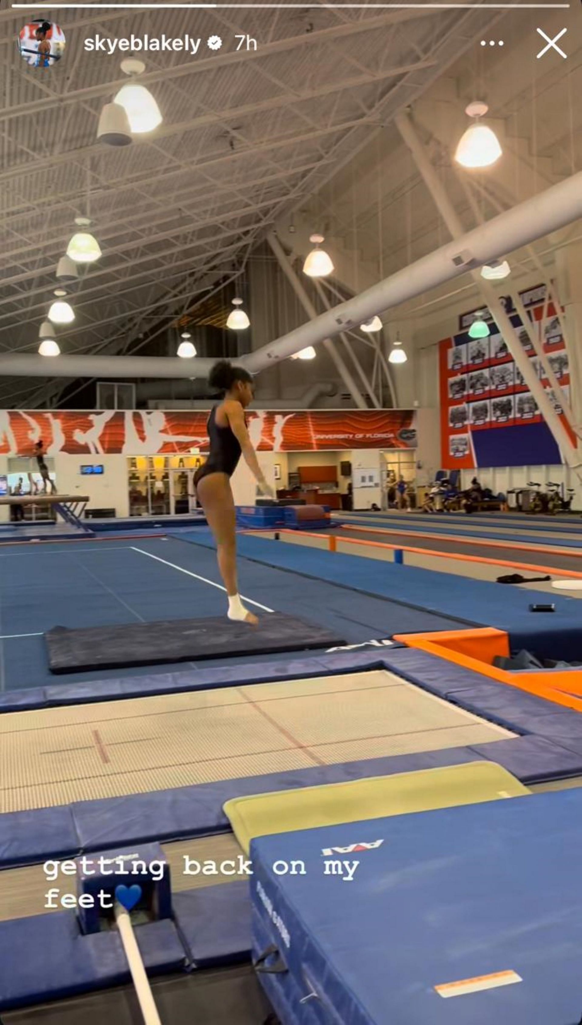 Skye Blakely attempted flips at the gym after her Achilles tendon injury; Instagram - @skyeblakely