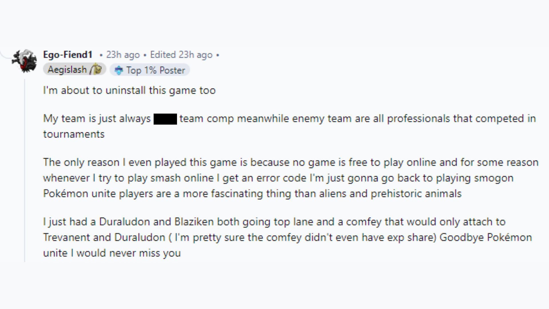 Players share their reasons to quit the game (Image via Reddit)