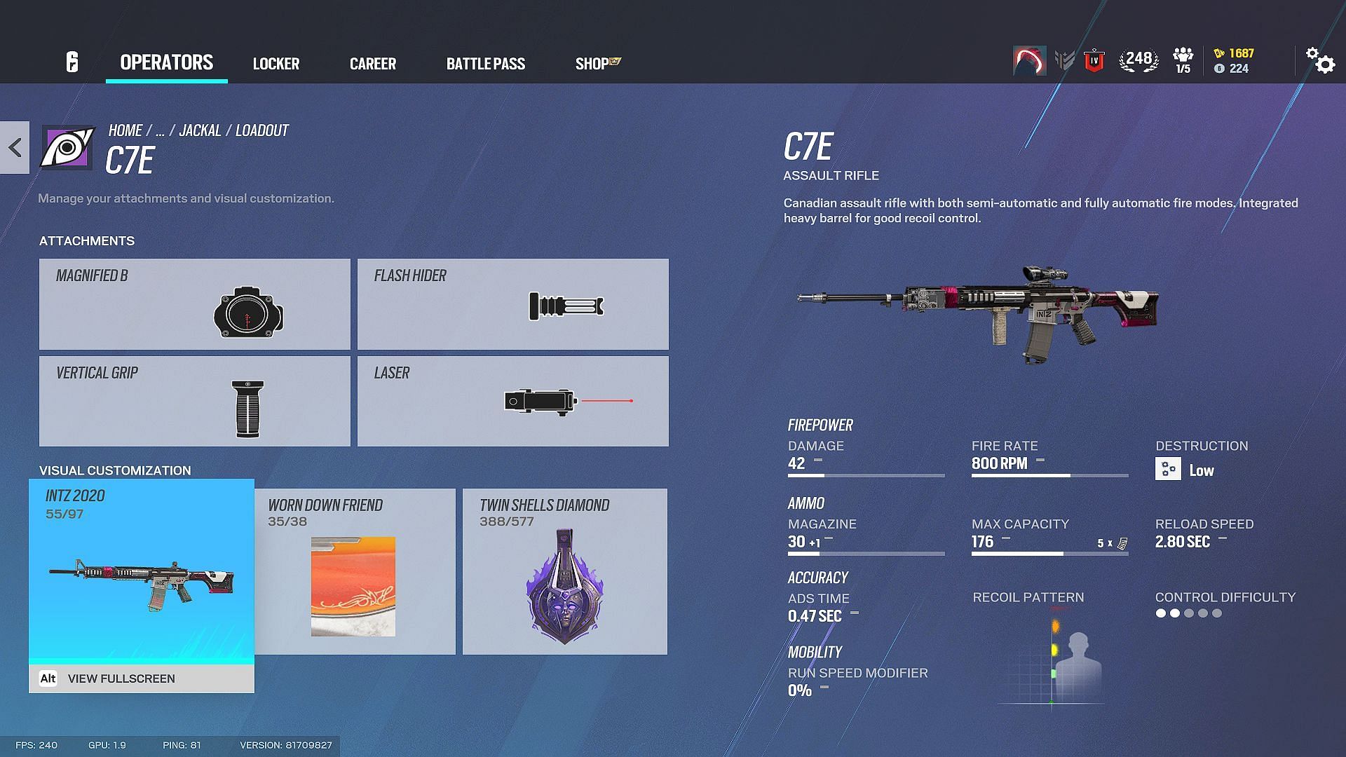 C7E is the primary weapon in a Jackal loadout in Rainbow Six Siege (Image via Ubisoft)