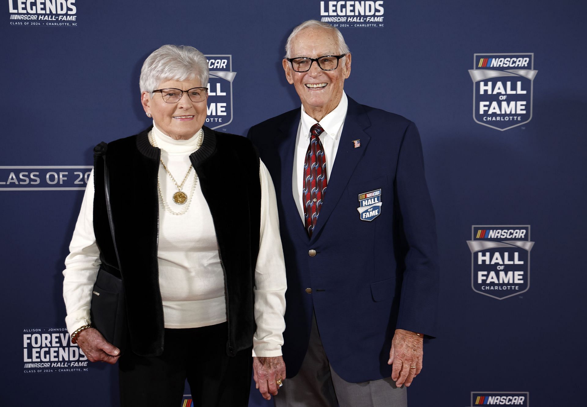  NASCAR Hall of Famer Dale Inman and his wife Mary Inman at the 2024 NASCAR Hall of Fame Induction Ceremony - Source: Getty