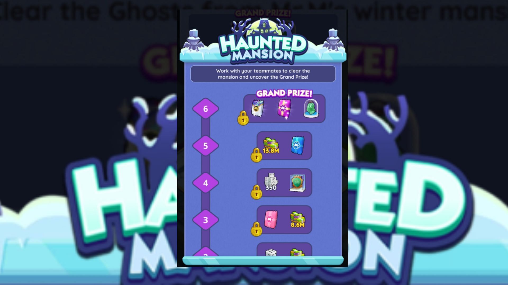 The reward track featuring the Grumpy Ghost Token and Ghost Goo in Monopoly GO (Image via Scopely)