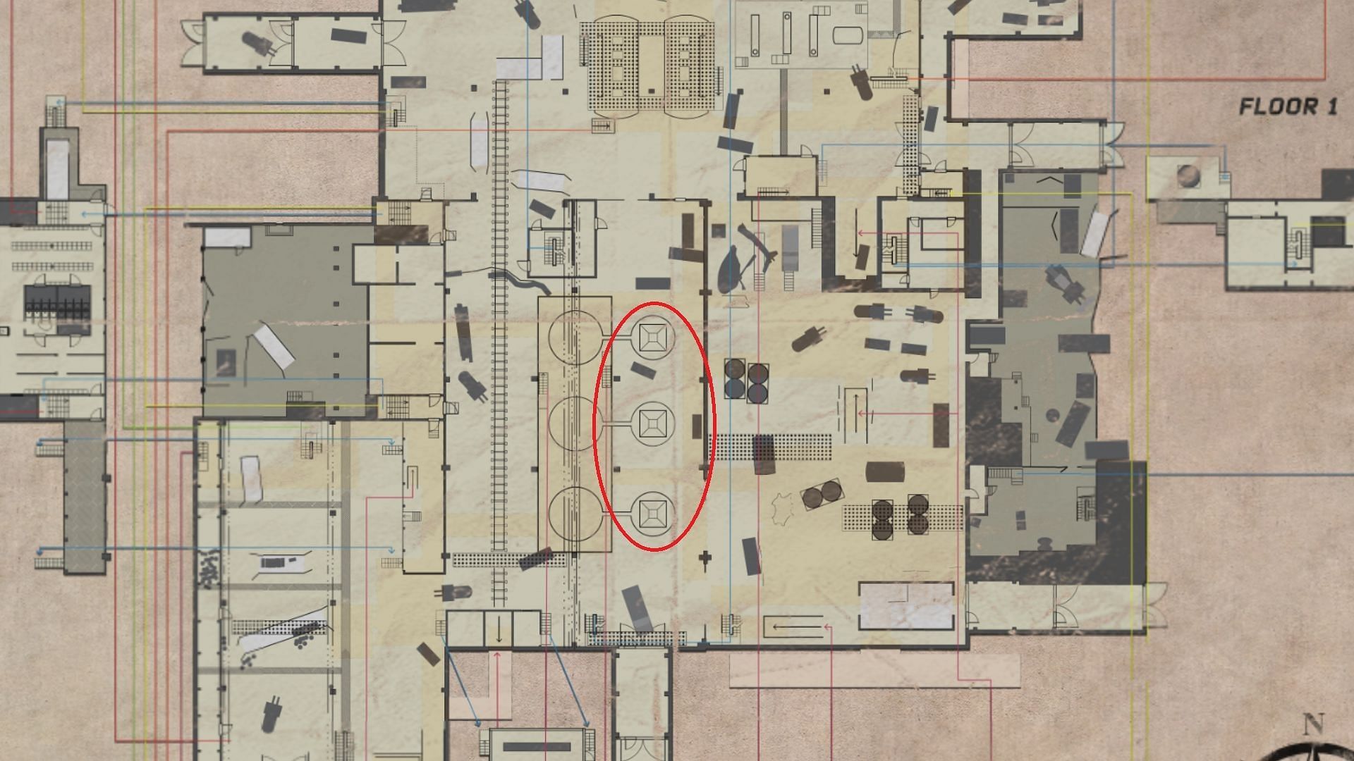 All three reactors in Factory (Image via Battlestate Games II Map Genie)