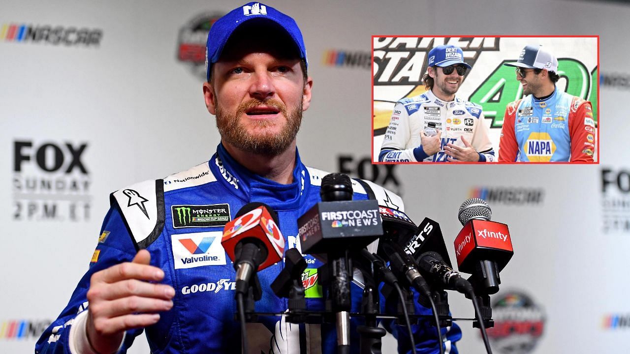 Ryan Blaney and Chase Elliott (R), and Dale Earnhardt Jr. (L), Getty &amp; Imagn