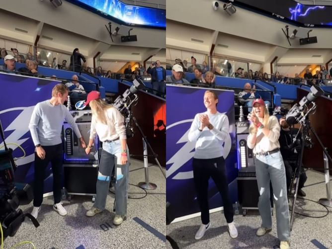 WATCH: Nelly Korda and brother Seb crank the lights at the Tampa Bay Lightning game