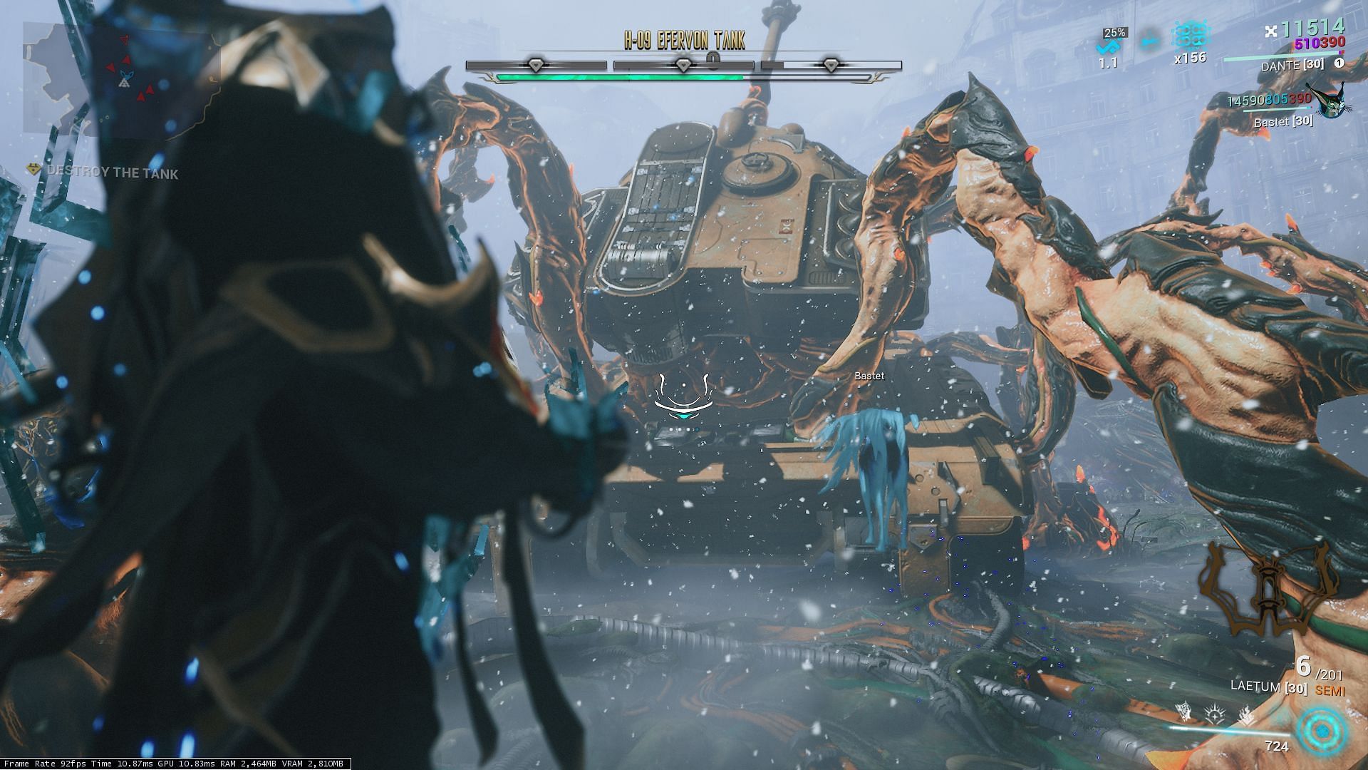 A walking tank is the least surprising enemy in Warframe (Image via Digital Extremes)