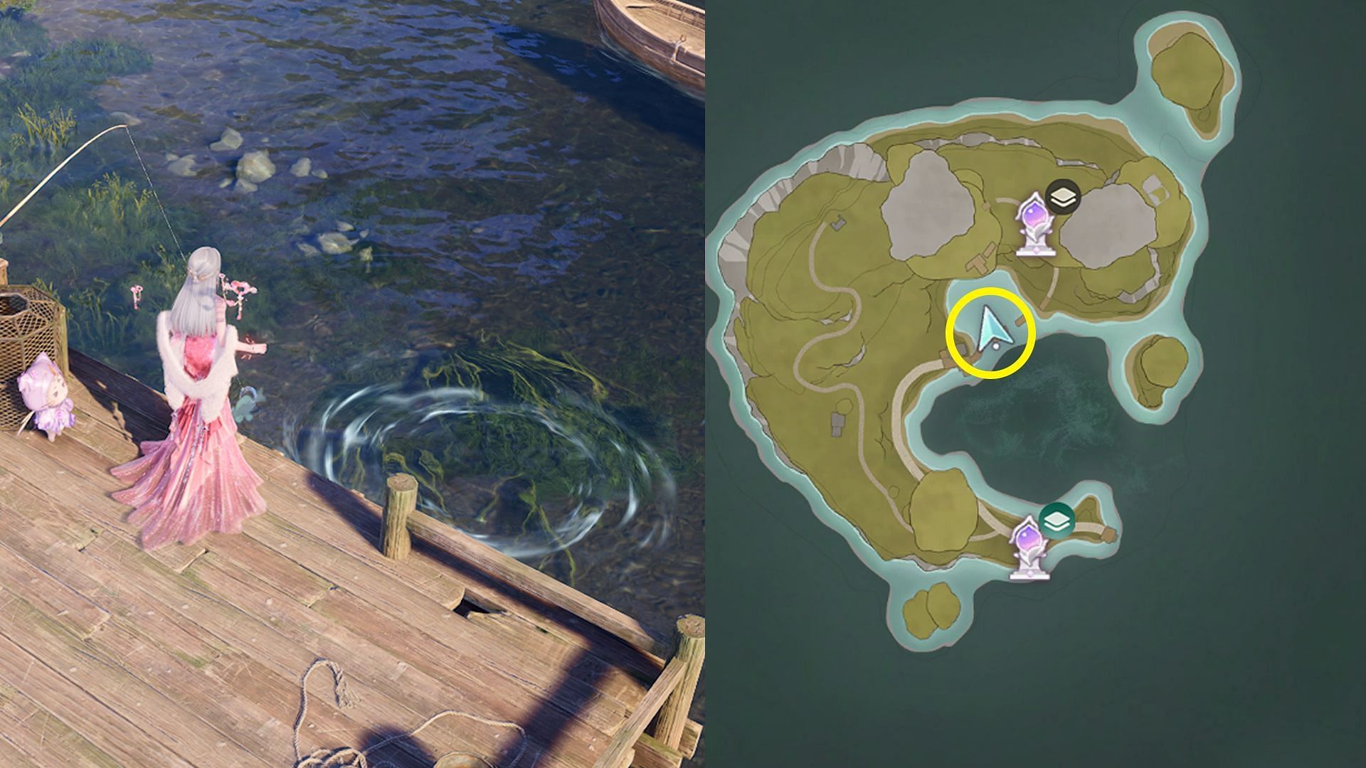 Location of the fishing spot for Tulletail (Image via Infold Games)