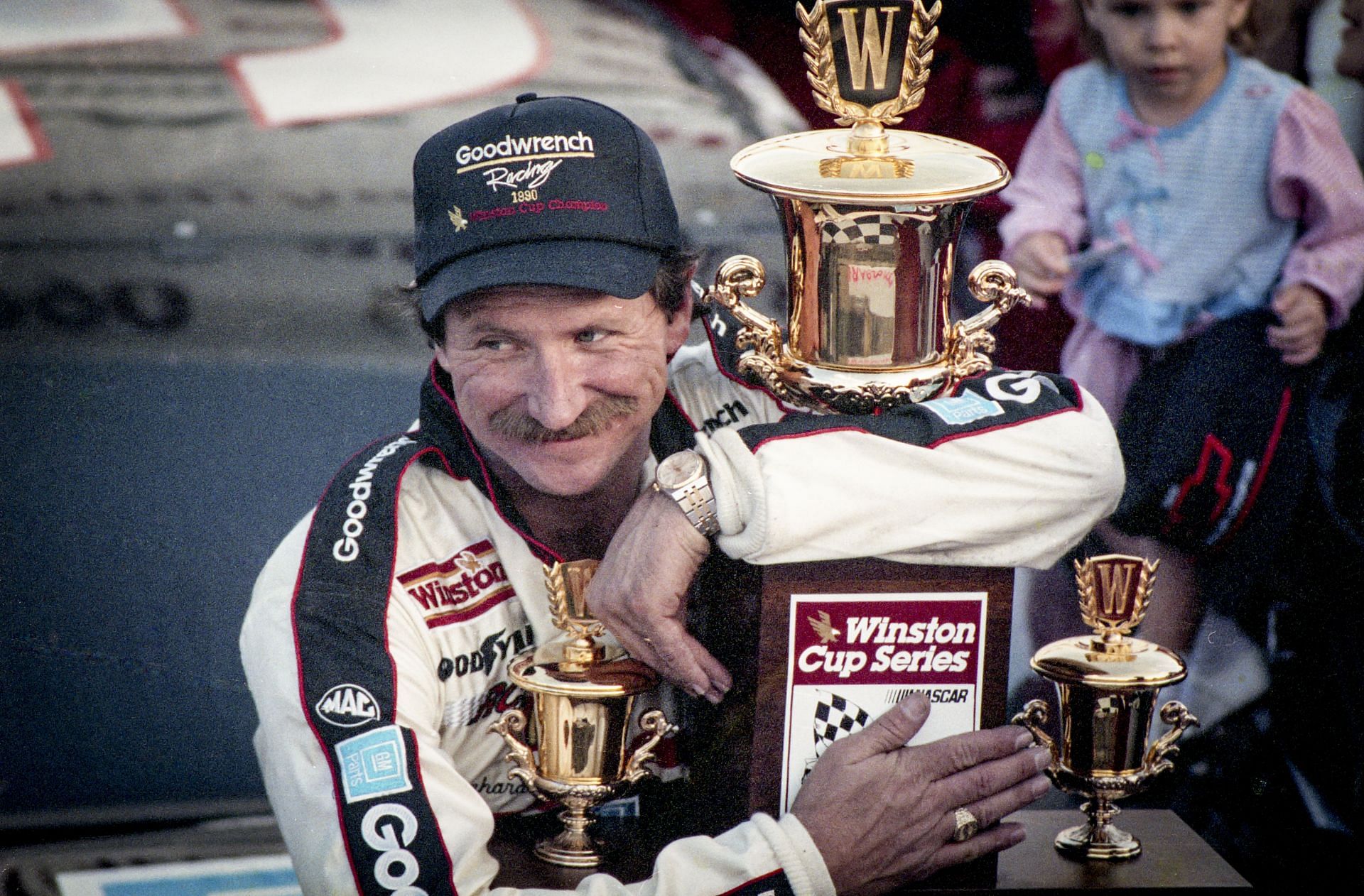 Dale Earnhardt celebrates his 4th NASCAR Winston Cup Championship - Source: Getty