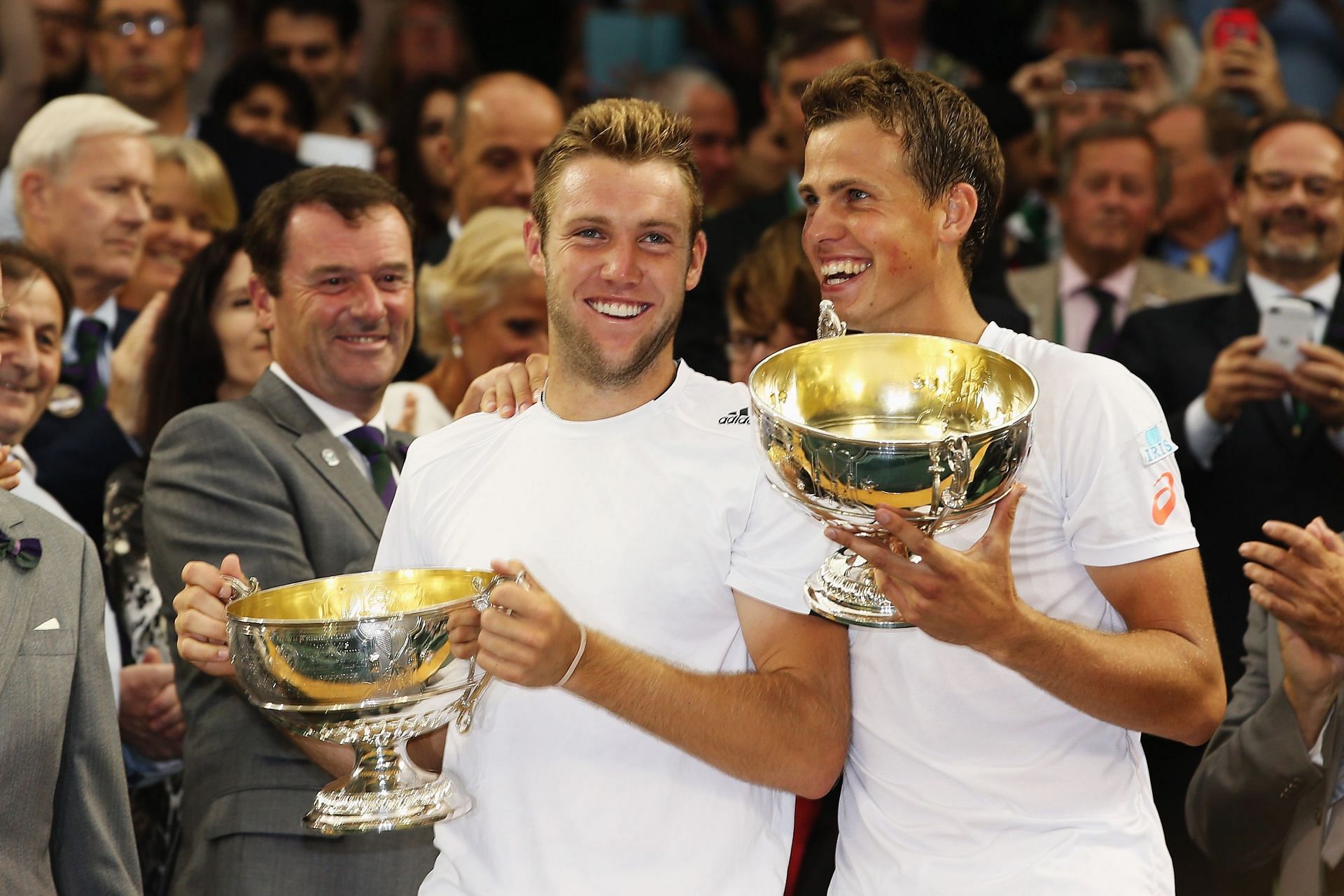 Jack Sock and Vasek Pospisil won the men&#039;s doubles title at Wimbledon in 2014