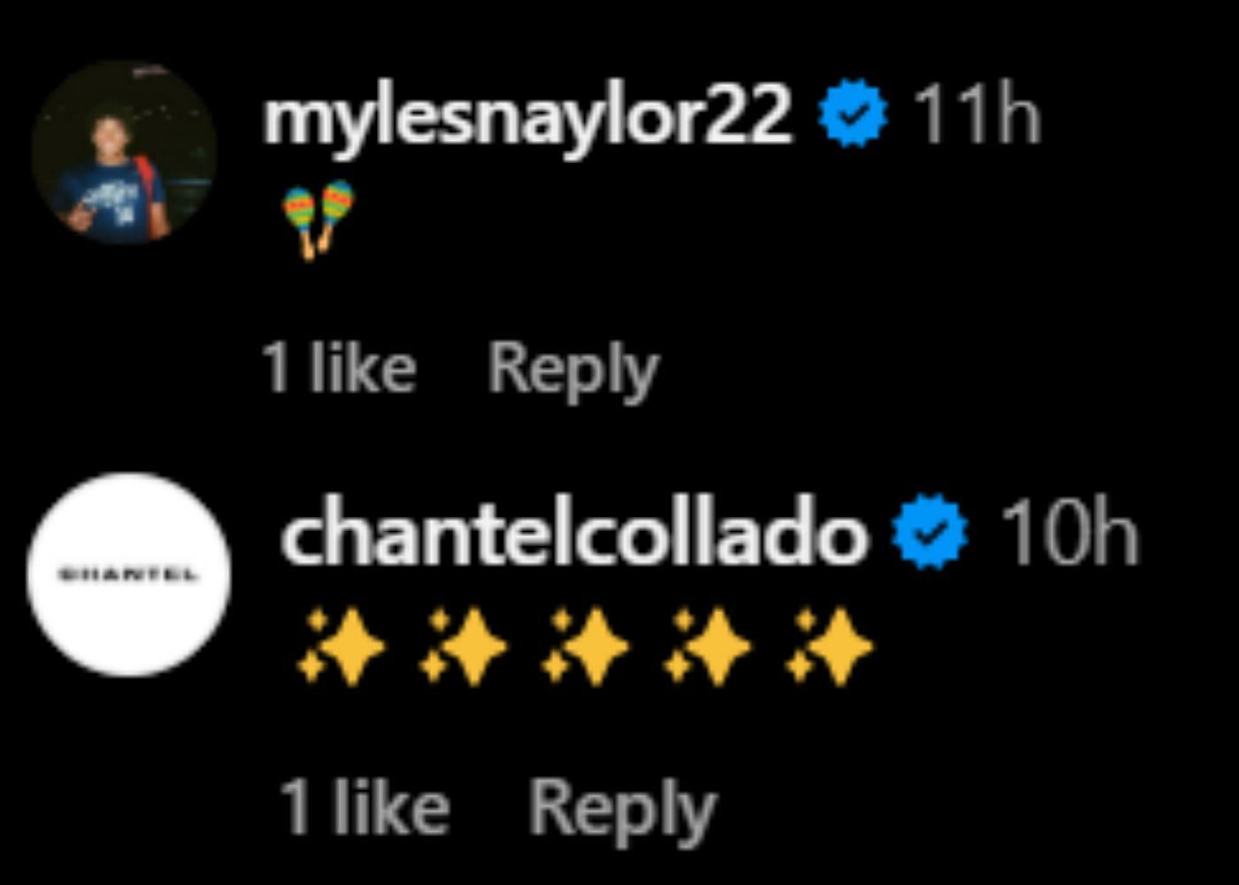 Myles Naylor and Chantel Collado's comments