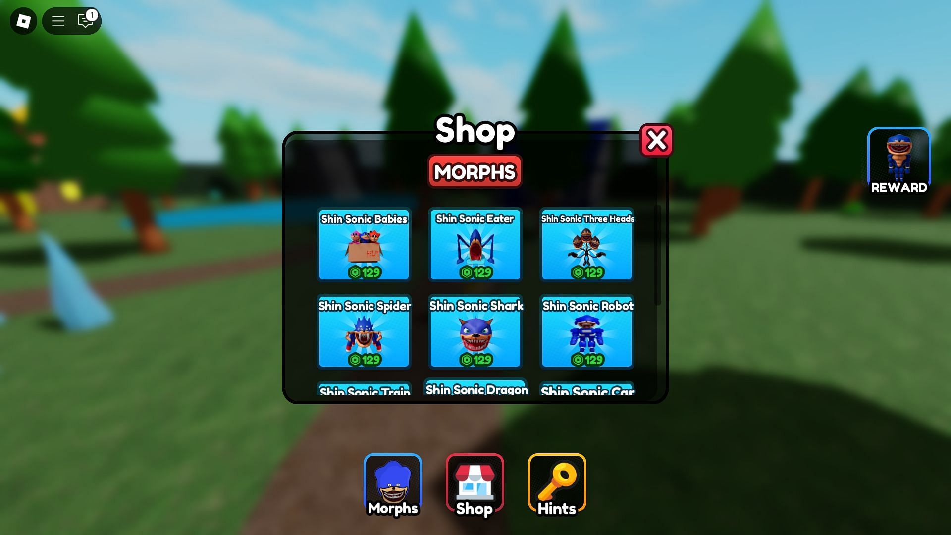 In-game shop (Image via Roblox)