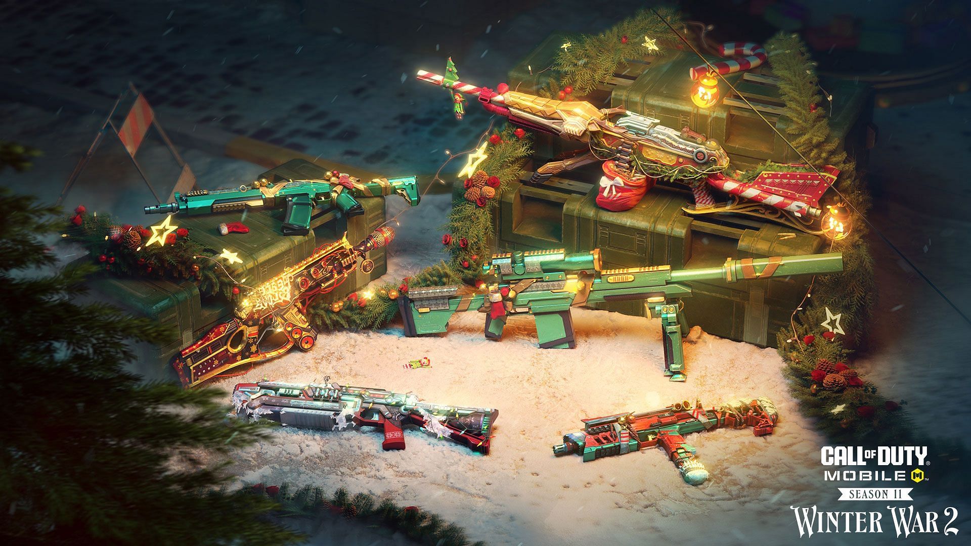 The holiday-themed weapons in Season 11 (Image via Activision)