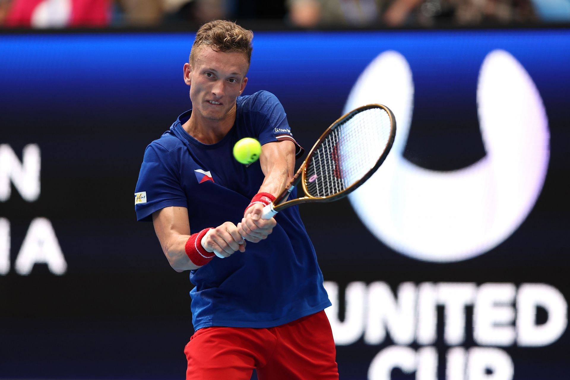 Jiri Lehecka put up a good fight against Novak Djokovic at the 2024 United Cup. (Source: Getty)