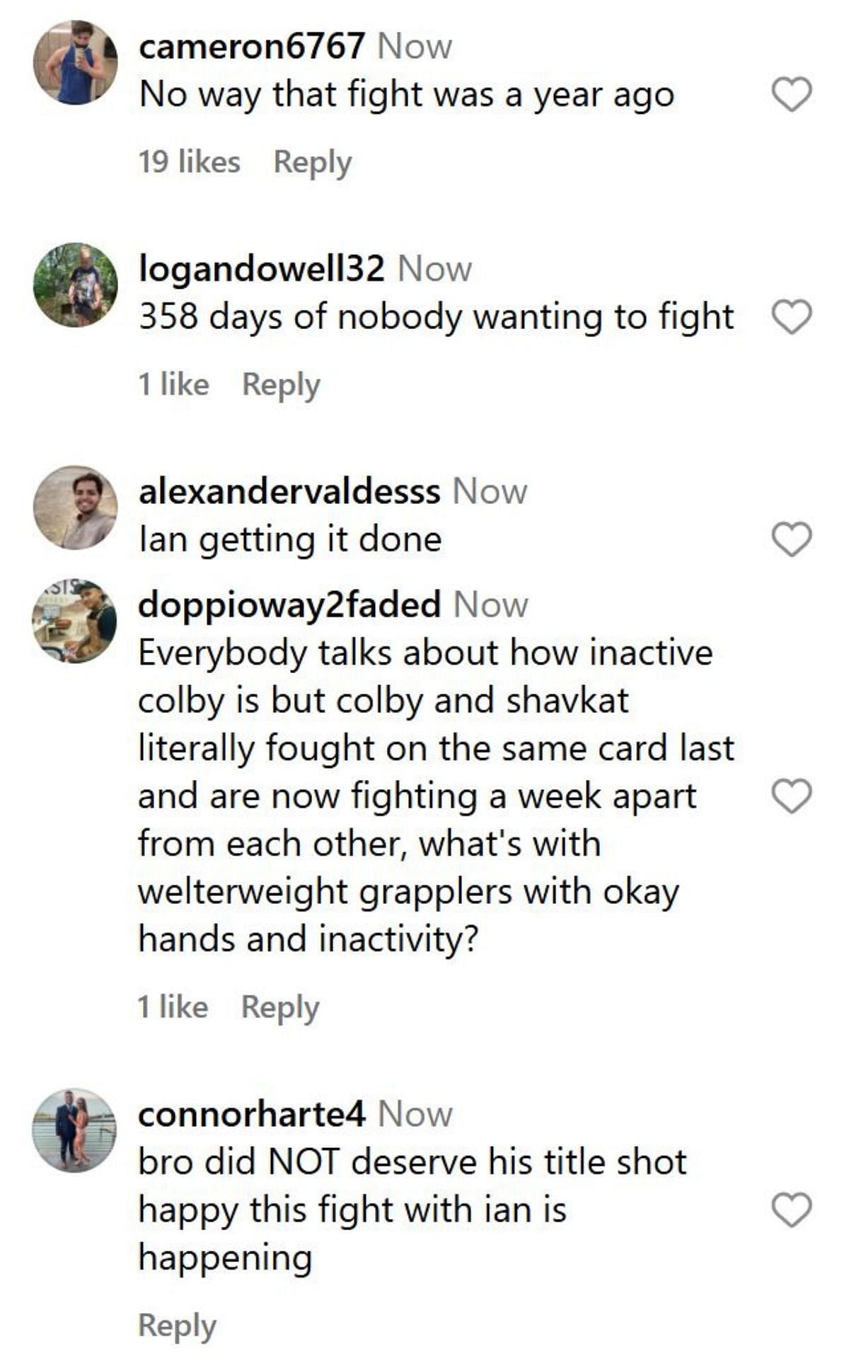 More comments on the post. [Image credit: @mmaonpoint on Instagram]