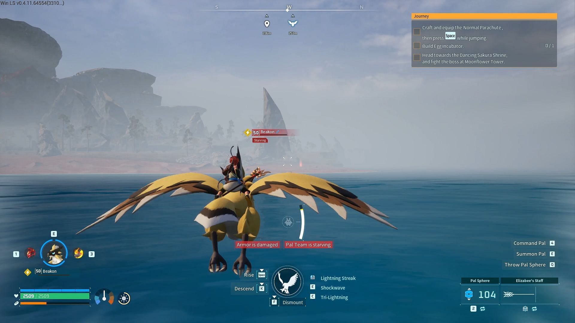 You can either swim or fly to the new island using your pals (Image via PocketPair)