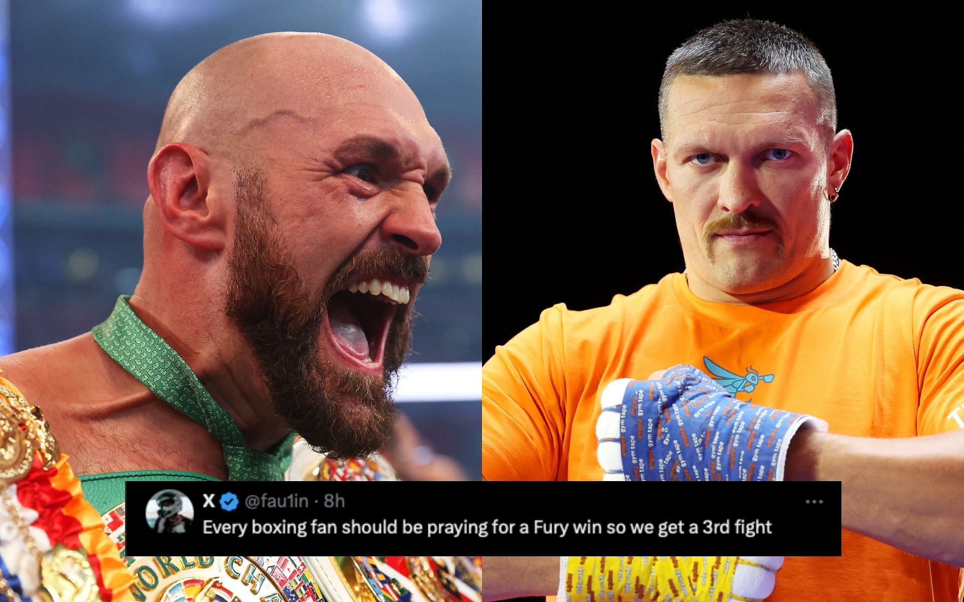 Fans on Tyson Fury (left) slamming Oleksandr Usyk ) right before fight . [Image courtesy: Getty Images]