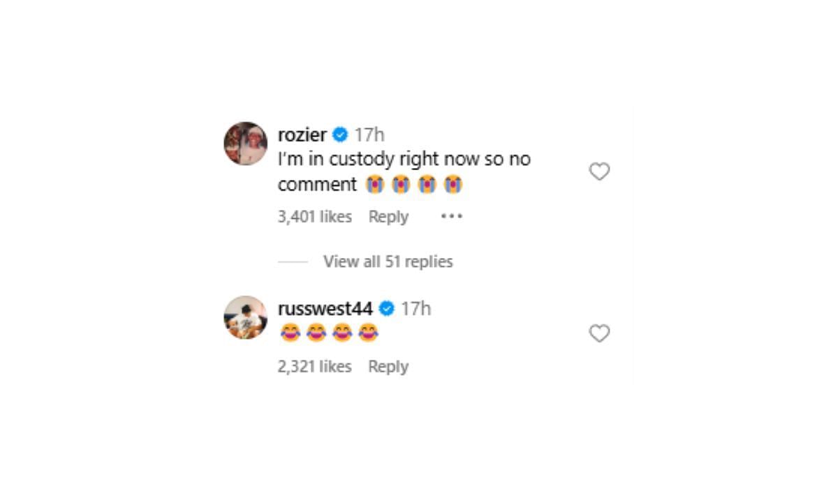 Terry Rozier and Westbrook comment on Kevin Love&#039;s post