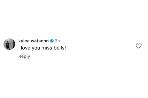 Kylee Watson comments on Bella Tehrani's Instagram post.