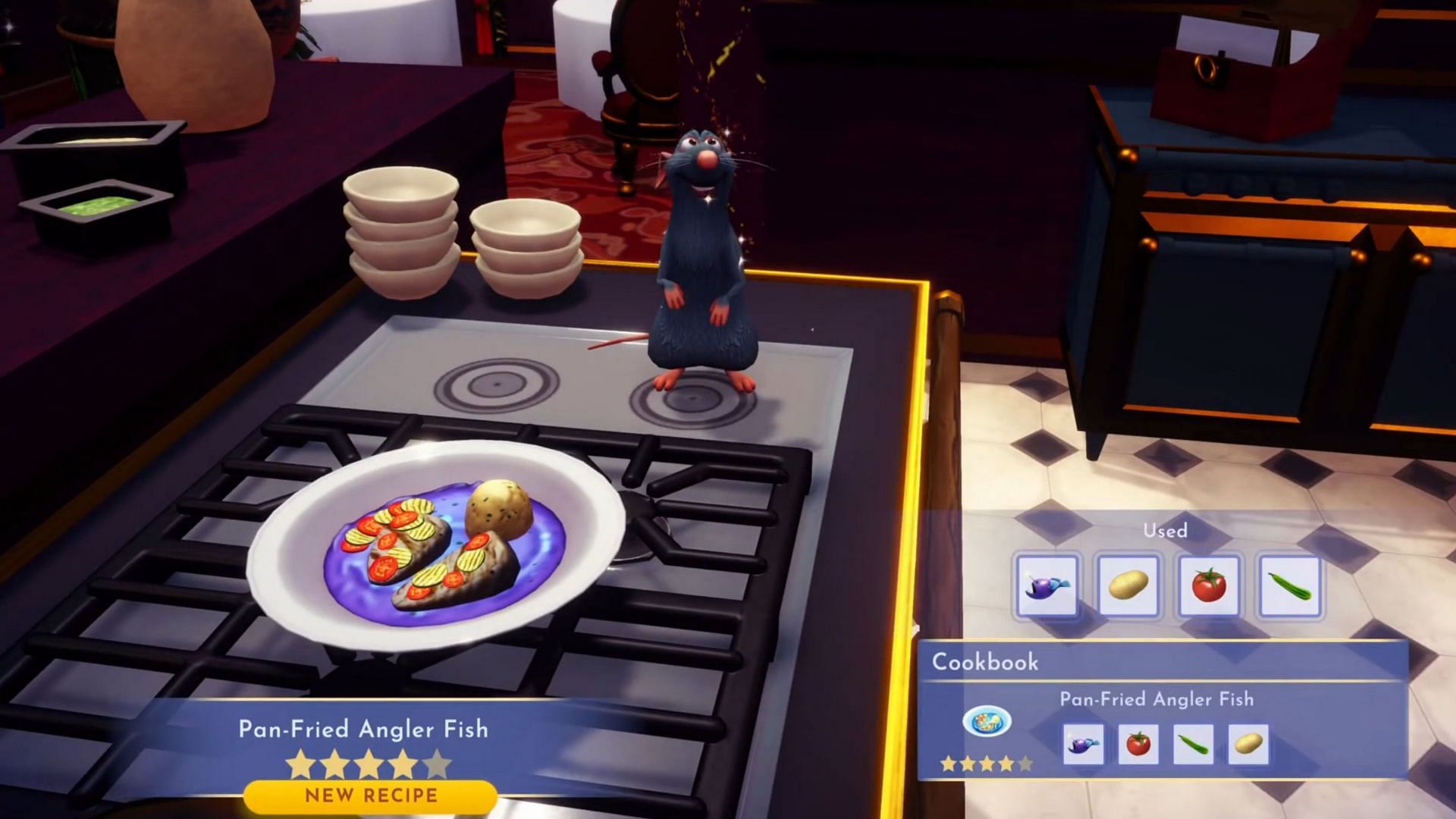 Pan-Fried Angler Fish requires four ingredients in total (Image via Gameloft)