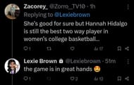 Lexie Brown's reply to a comment under her post (Photo credits: @Lexiebrown on X)