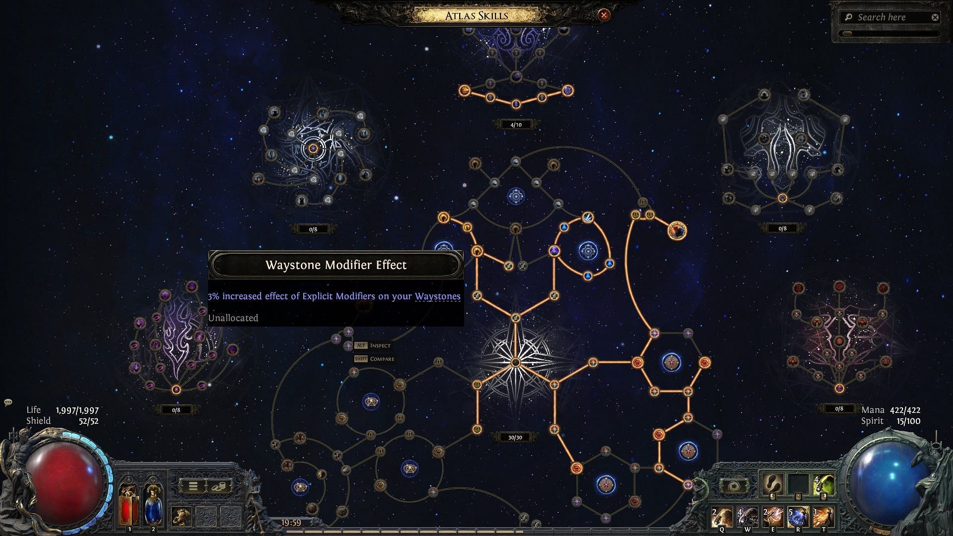 Waystone Modifier Effect node on Atlas tree (Image via GGG)