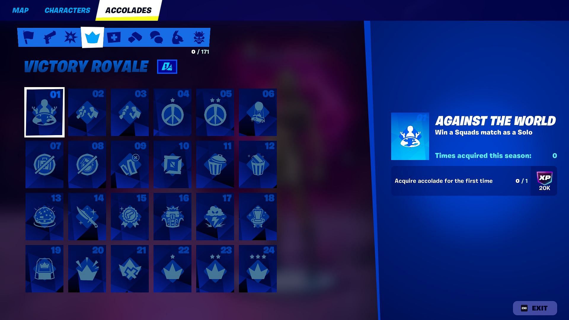 List of all Victory Royale Accolades in Fortnite Chapter 6 Season 1 (Image via Epic Games)