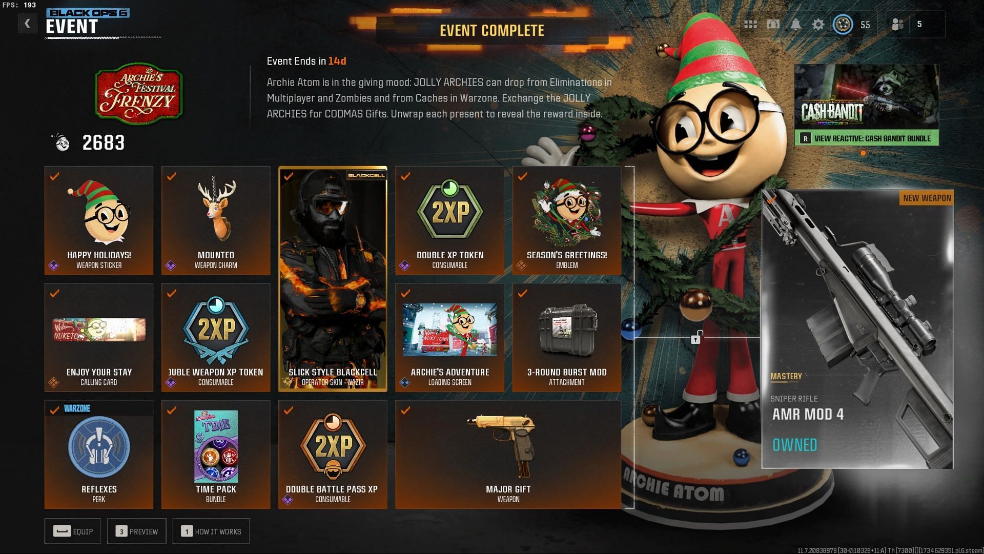 The Archie&#039;s Festival Frenzy event rewards in Black Ops 6 and WZ (Image via Activision)