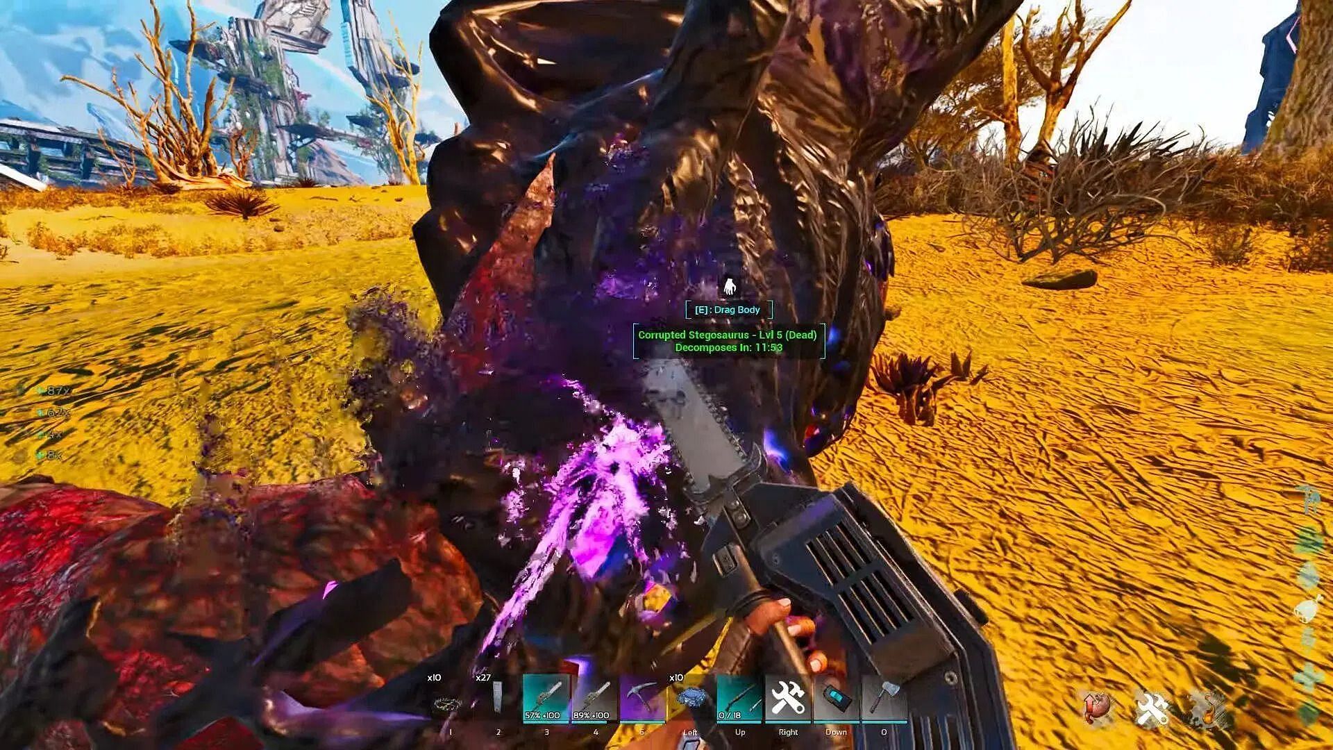 Harvest the corrupted dinosaurs to get nodules (Image via Studio Wildcard)