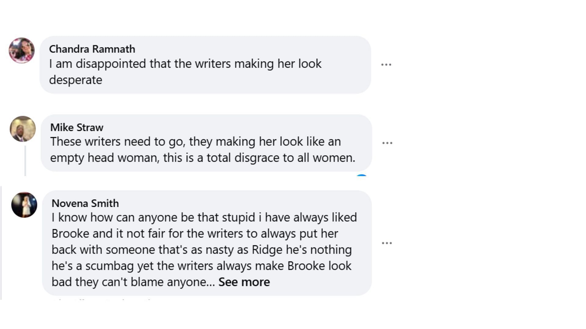 Viewers blame writers for Brooke&#039;s character (Image via Facebook/@The Bold and the Beautiful)