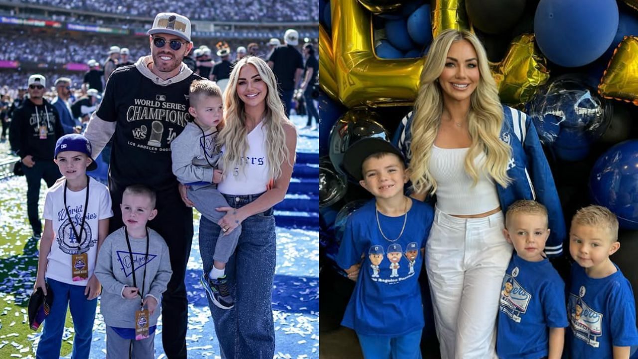 Freddie Freeman with his wife, Chelsea and sons Charlie, Brandon and Maximus (Images from - Instagram.com/@chelseafreeman5)