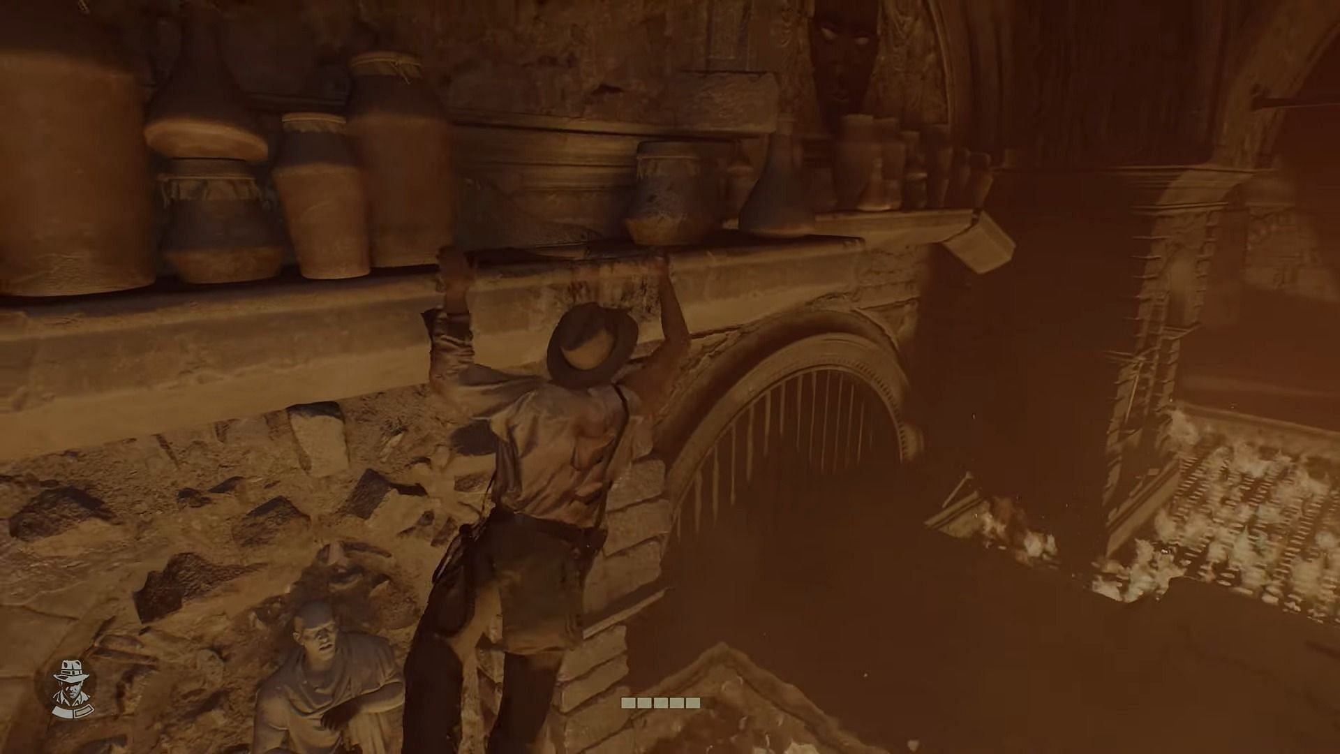 Use the wall beams to get across (Image via Bethesda)