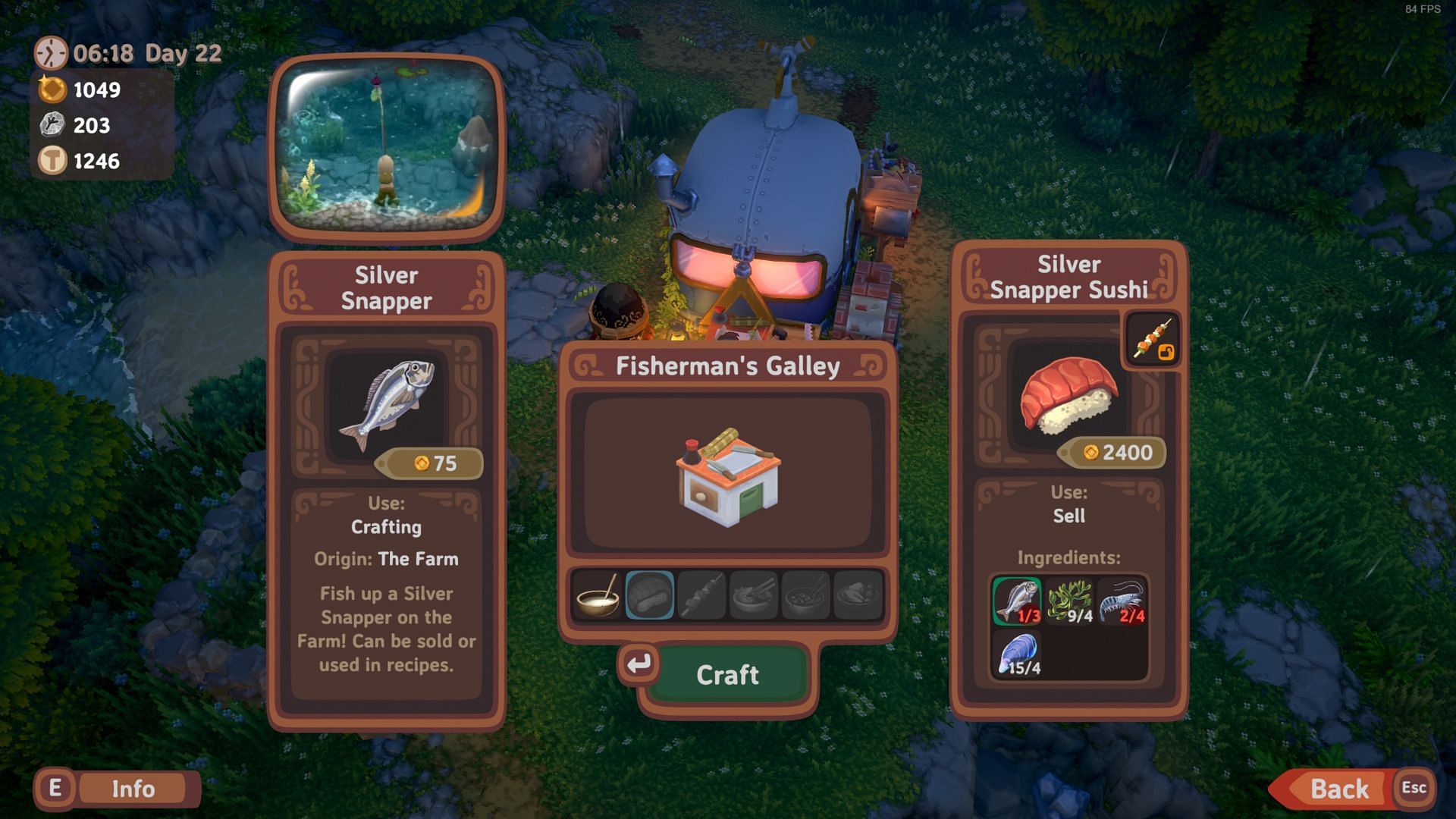 Use the Fisherman's Galley to conjure up tasty seafood delicacies in Luma Island (Image via Feel Free Games)