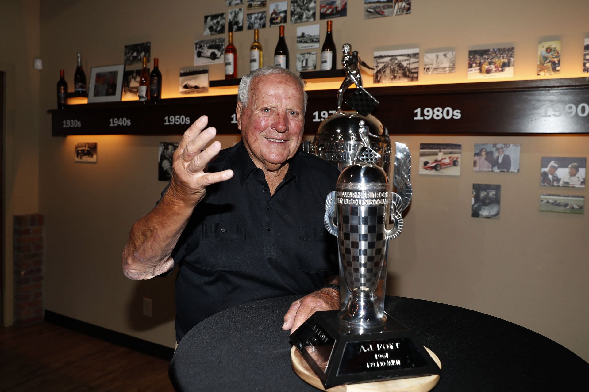 A.J. Foyt Receives Baby Borg Trophy to commemorate his four Indy 500 wins - Source: Getty