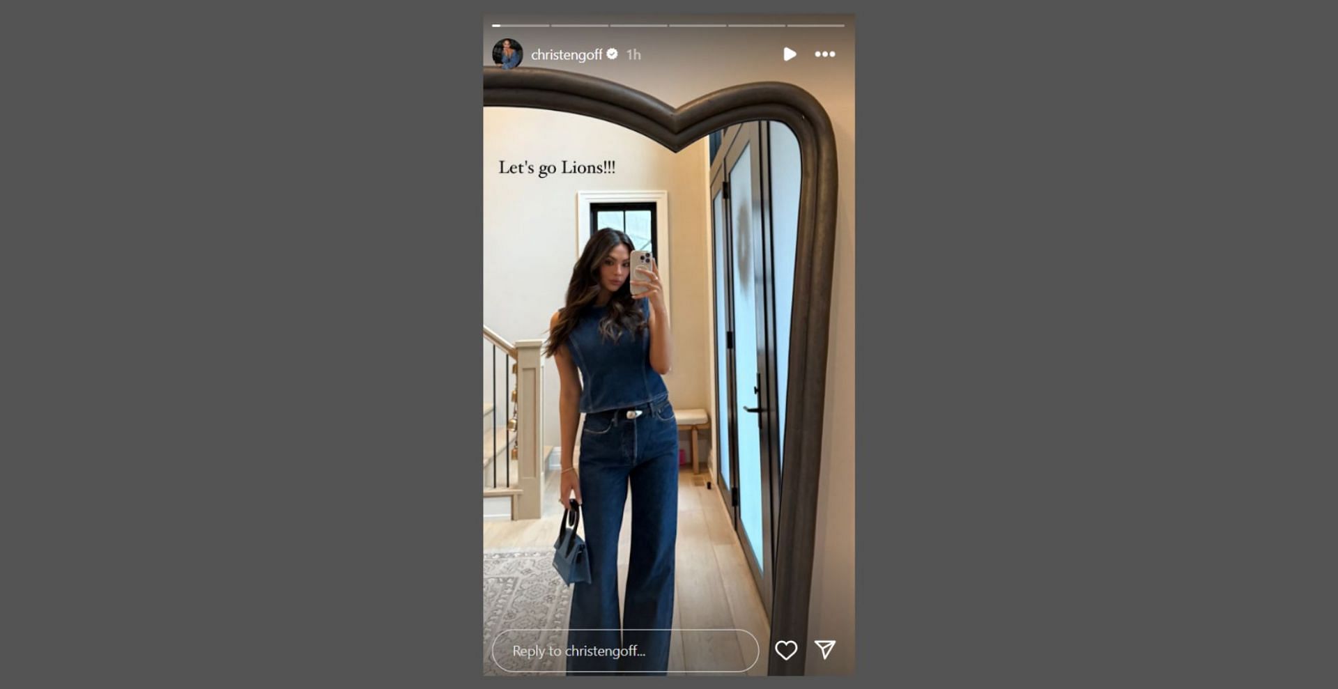 Jared Goff&#039;s wife Christen flaunts game day outfit as Lions look to extend 11-game winning streak (Image Source: instagram.com/chrsitengoff)