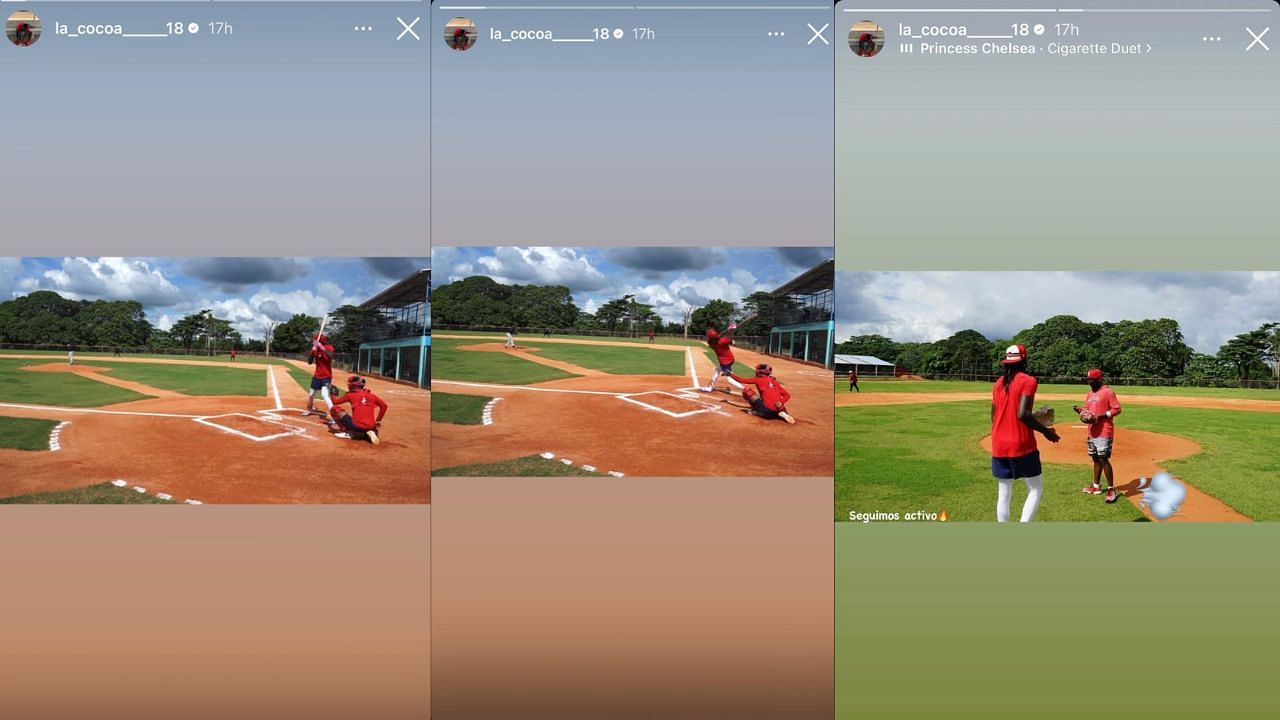 Screenshots of Elly De La Cruz&#039;s Instagram Stories (Images from - Instagram.com/@la_cocoa_____18 IG Stories)