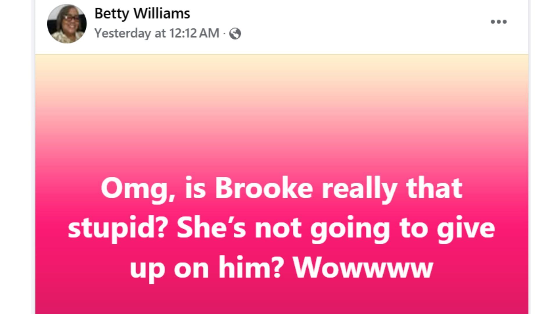 A fan reaction on Brooke&#039;s stand (Image via Facebook/@The Bold and the Beautiful)