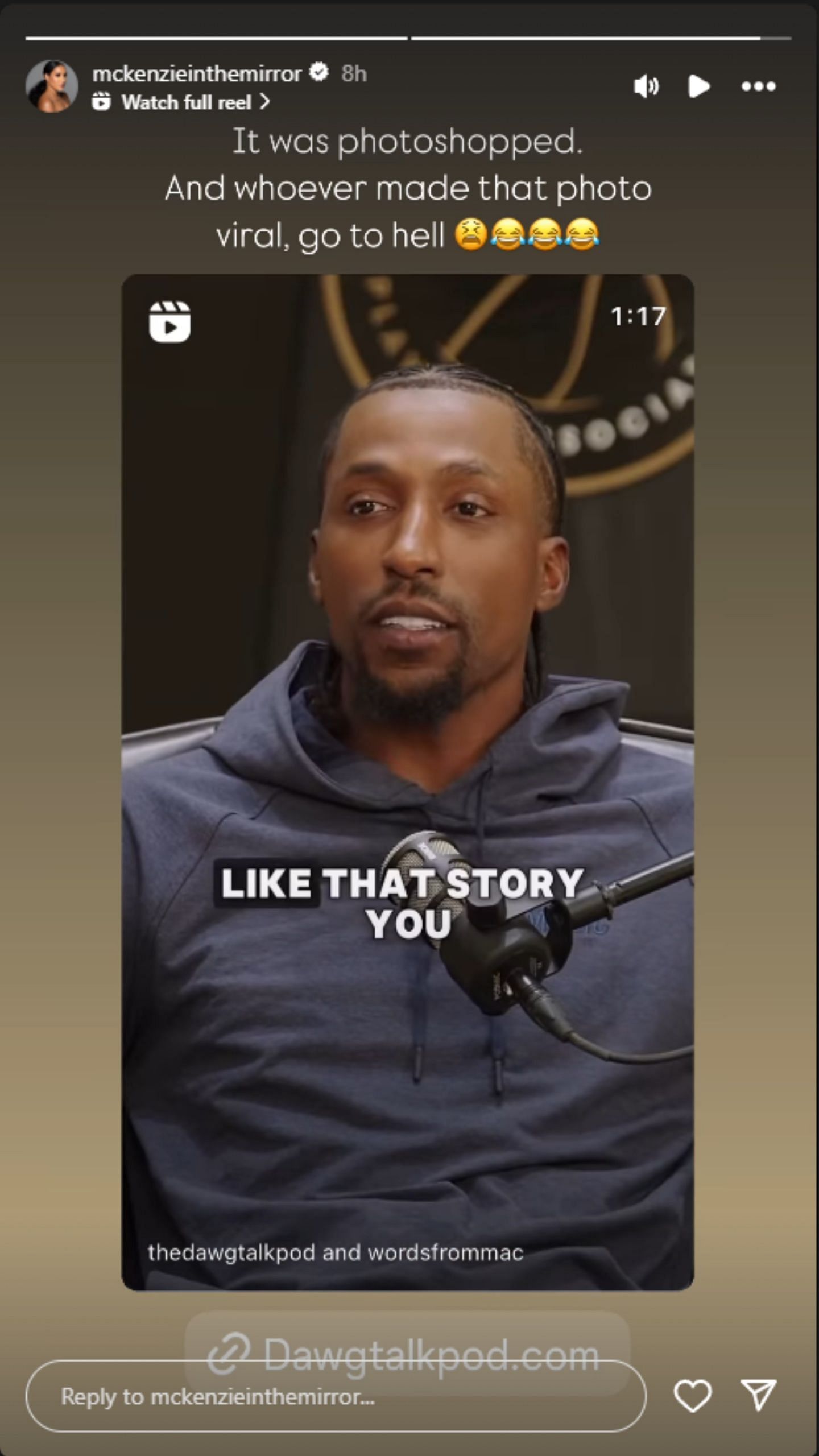 McKenzie Caldwell-Pope shared this on Instagram. (Photo: Screengrabbed from McKenzie&#039;s IG story)