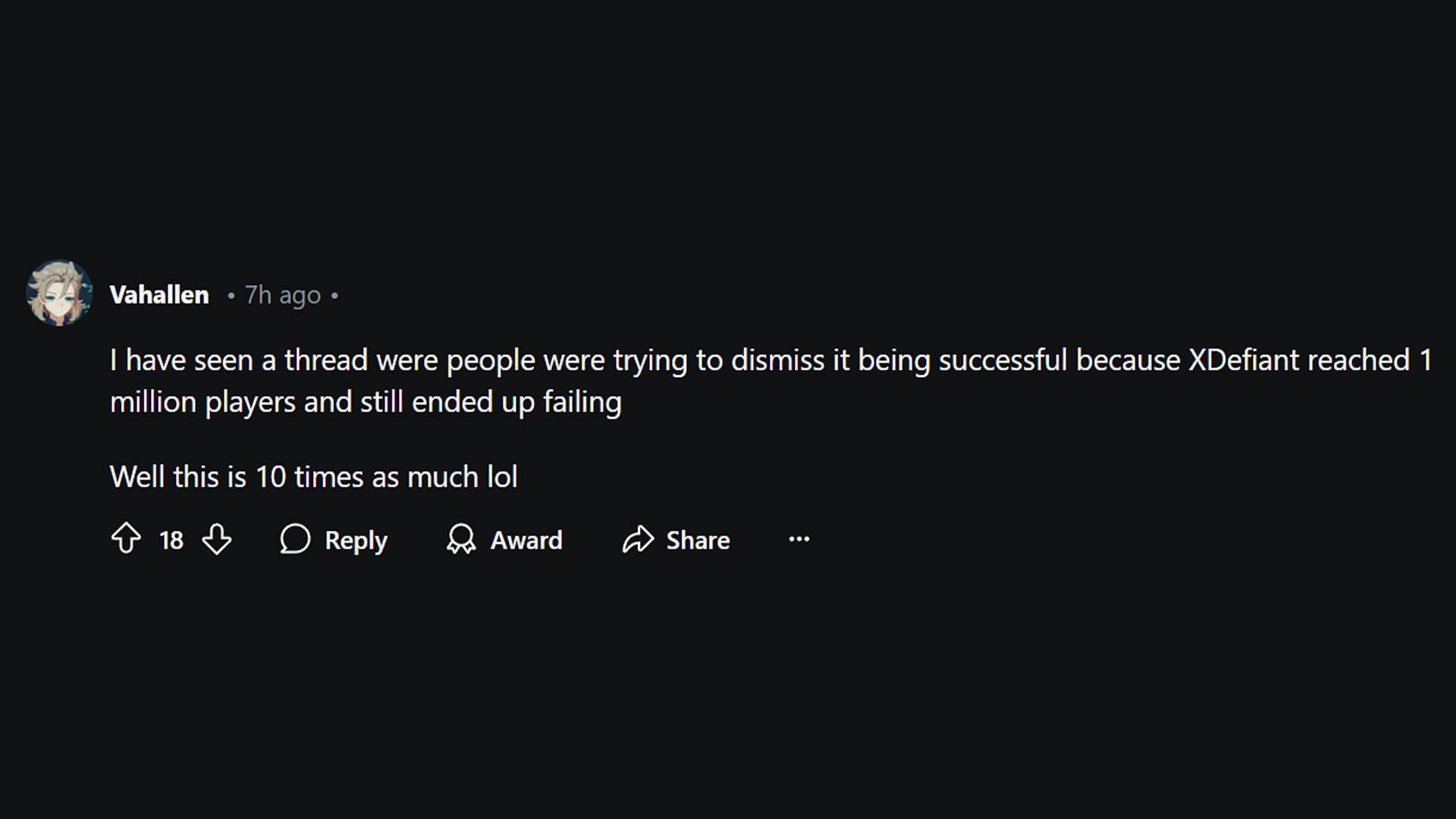 Reddit user compares the success of XDefiant with NetEase&#039;s hero shooter. (Image via Reddit)