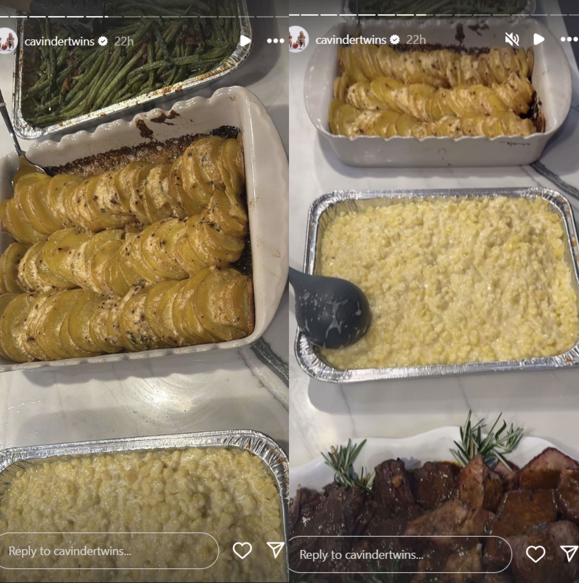 Cavinder twins share mouthwatering snaps of Christmas meals on IG. Image via @cavinder twins